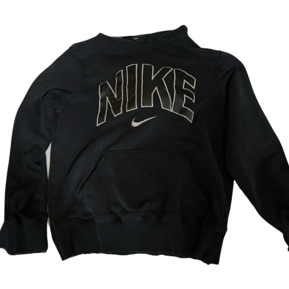 Vintage black Nike hoodie with satin logo